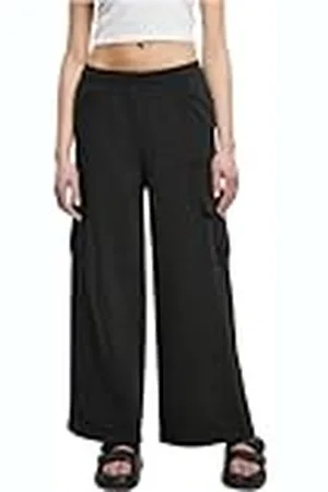 Urban classics Damesbroek met hoge taille, brede pijpen, cargobroek, , M