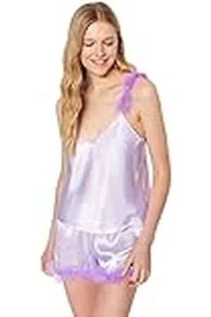 Trendyol Dames effen geweven camisole-broek pyjamaset, , 36, , 36