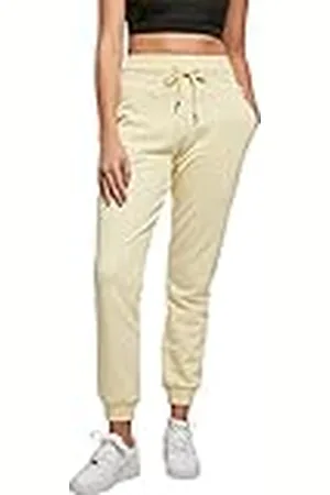 Urban classics Dames joggingbroek van puur biologisch katoen met manchetten op de pijpen, sportbroek voor vrouwen met hoge tailleband, verkrijgbaar in vele kleuren, maten XS - 5XL, , S