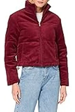Urban classics Dames winterjas corduroy puffer jack met opstaande kraag, kort gesneden, type donsjack, maat XS tot 5XL, , XS