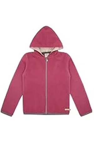 loud + proud Meisjes wollen fleece met capuchon, GOTS-gecertificeerd fleecejack, , 122-128