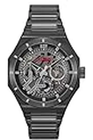 HUGO BOSS Analoge Multifunctionele Quartz Horloge voor Mannen #GRAIL SKELETON Collectie met Zwarte Roestvrij Stalen Armband - 1530379, , armband