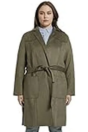 TOM TAILOR MY TRUE ME Dames Plussize trenchcoat in velours-look 1020988, , 50 Grote maten