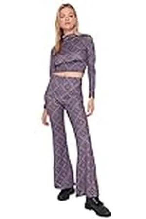 Trendyol Vrouwen middelhoge tailleband brede pijpen flared broek, , S