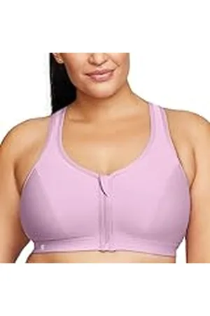 Glamorise Full Figure Plus Size Zip Up Front-Sluiting Sport BH Draadloos # 9266