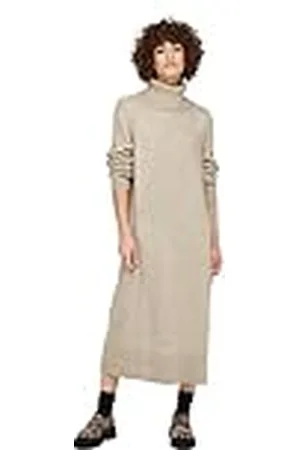 ONLY Gekleed dames Onlbrandie L/S Roll Neck Dress Knt Noos,Pumice Stone/Detail:w Melange,XS