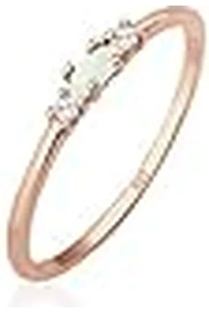 Elli Ring Dames Vintage met Zirkonia Kristallen en Opaal in 925 Sterling Zilver Verguld