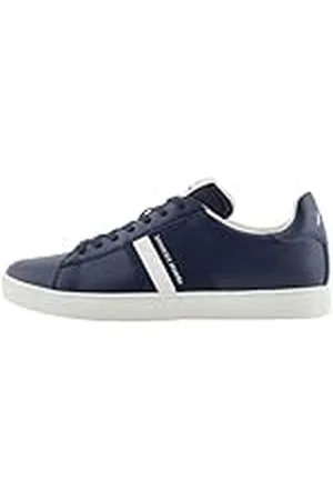 Armani Exchange Paris Double Line Sneakers voor heren, marineblauw + gebroken wit, 44,5 EU, , 44.5 EU