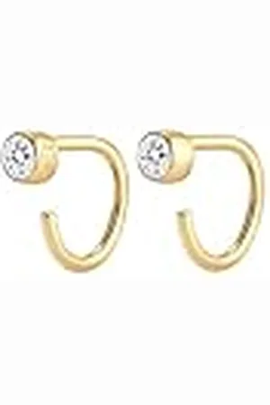 Elli Oorbellen dames creool Geo met kristallen in 925 sterling zilver verguld, 925 sterling zilver, verguld, kristal