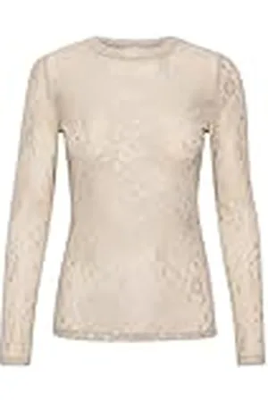 Kaffe Dames T-shirt, lange mouwen, slim fit, kant, ronde hals, , L