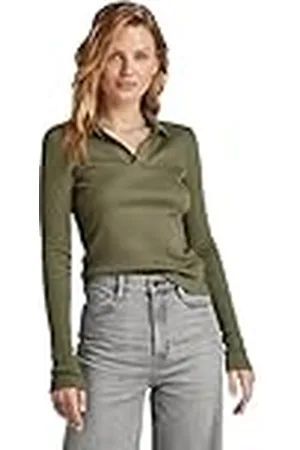 G-Star RAW Geribbeld Slim Polo met lange mouwen, , XS