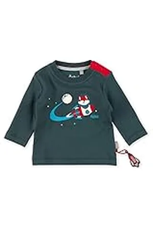 sigikid Baby-jongens shirt met lange mouwen van biologisch katoen, antraciet/wereldall, 68