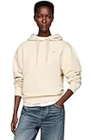 Tommy Hilfiger Dames REG VLAG OP BORST HOODIE WW0WW41245, Pullover Hoodie, Beige, XS, , XS
