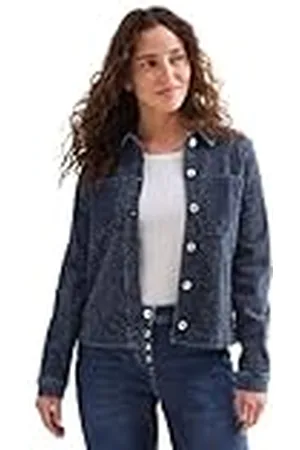 CECIL Dames B212461 jeansjack in bouclélook, mid blue wash, L, , L