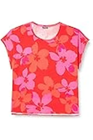 Samoon Dames 271059-26202 T-shirt, Power Red met patroon, 44, , 44