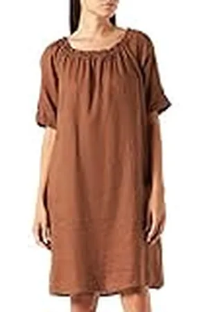 Gerry Weber Damesjurk van puur linnen, halve mouwen, raglanarmjurk, stoffen jurk, effen kort, , 40