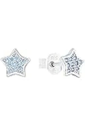 Amor Oorbellen 925 Sterling Zilveren Meisjes Oorbellen, Met Zirkonia Synth., 0,6 cm, Zilver, Ster, Wordt Geleverd In Sieraden Geschenkverpakking, 2036530