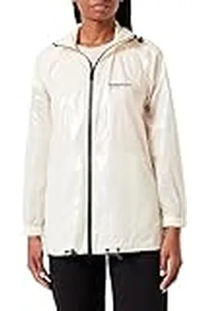 Armani Exchange Sustainable, glanzende stof, ronde hals met afneembare capuchon, casual fit regenjas, wit, large, , L