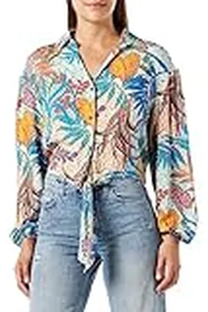 Mavi Dames shirt met lange mouwen, blouse, groen, kleurrijk, XL, , XL