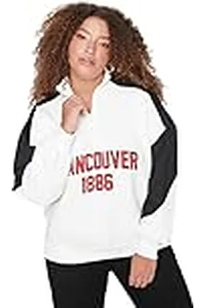 Trendyol Vrouwen Plus Size Regular Basic Staande kraag Gebreid Plus Size Sweatshirt, , 3XL grote maten