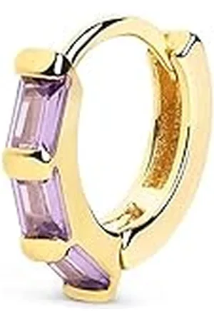 SINGULARU Losse Oorbel Hoepel Sia M Lavande. 925 Sterling Zilver met 18Kt Goud Plating. Congo Sluiting. Sieraden voor Vrouwen