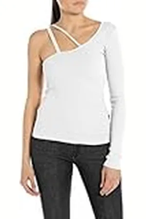 Replay Dames Slim fit RIPP shirt schoudervrij lange mouwen, , L