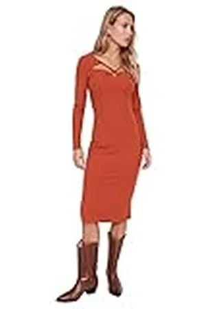 Trendyol Dames Dames Slanke Bodycon V-hals Gebreide Jurk, , M, , M