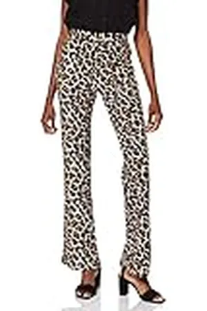 Noisy May Nmpasa Hw Flared Pants Bg Noos broek voor dames, beige-zwart, XL