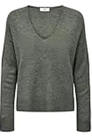 JDY Dames elanora L/S V-hals trui. KNT Noos gebreide trui, Kalamata/Detail: melange, L