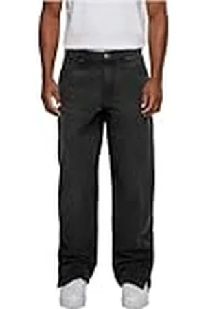 Urban classics Herenbroek Heavy Ounce Straight Fit Zipped Jeans Black Washed 30, , 30