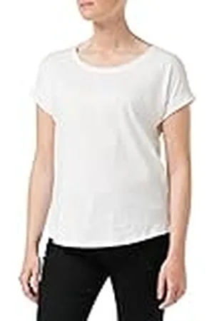 Build Your Brand Dames T-shirt Dames Long Slub Tee, korte mouwen bovendeel voor vrouwen met verlengd rugdeel in zwart of , maten XS - 5XL, , L