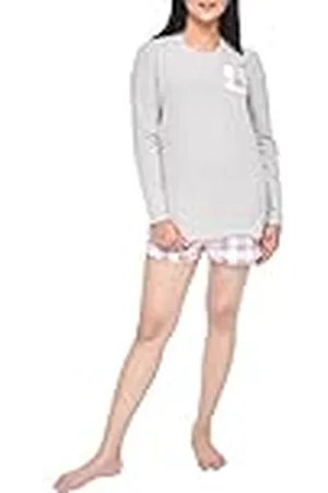 Sleepdown Dames Dames Pyjama 2 Stuk Korte Mouwen Pocket T-Shirt & Check Korte Set Casual Loungewear Nachtkleding, , S