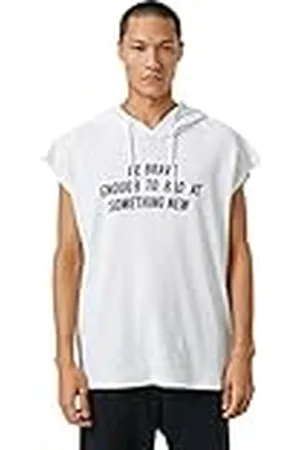Koton Heren Basic Hooded Sport Oversized T-Shirt Slogan Bedrukt Mouwloos, , XXL