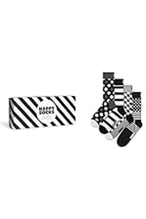 Happy Socks Kleurrijke en Leuke Sokken 4-Pack Classic Black & White Socks Gift Set Maat 36-40