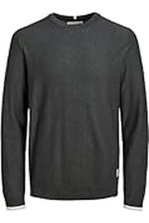 JACK & JONES Heren JCOLOGAN Spring Knit Crew Neck Gebreide trui, asfalt, S, , S