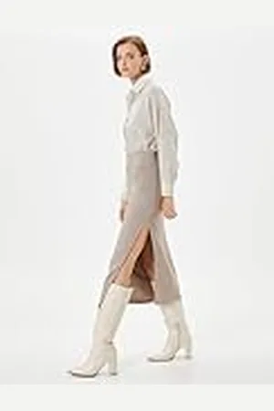 Koton Dames High Rise Slit Detail Midi Knitwear Rok, , M