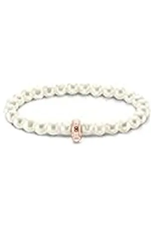 Thomas Sabo Damen Charm-Perlenarmband roségold, mit schimmernden Süßwasserzuchtperlen, 925 Sterlingsilber, Länge: 15 cm, X0284-428-14-L15