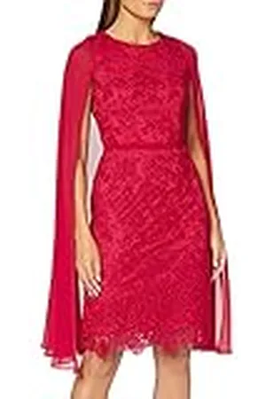 Gina Bacconi Kanten jurk voor dames, chiffon cape, cocktailjurk, , 52