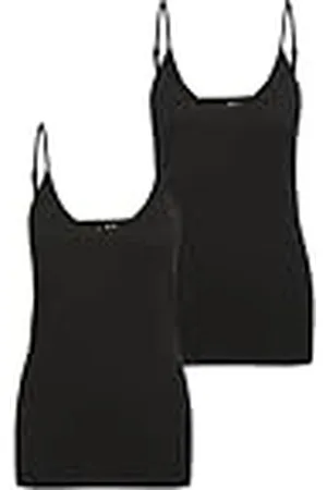 VERO MODA Dames VMMAXI My Soft V Singlet 2PACK T-Shirt, Zwart/Pack: Zwart, M