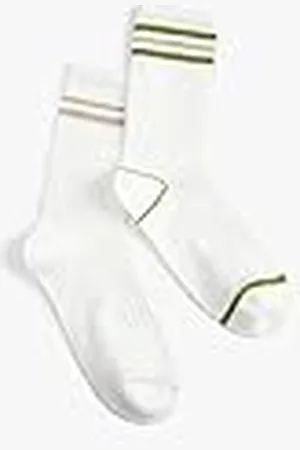 Koton Vrouwen 2-Pack Strip Detail Socket Sokken Set, Wit (000), One Size, , Eén Maat