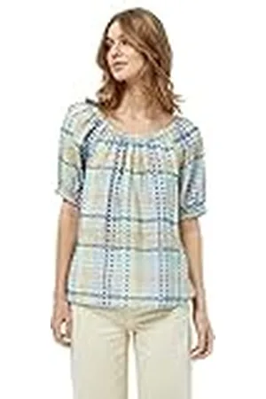 Minus Dames Luretta blouse met korte mouwen, mango sorbet print, 12, Print mango sorbet, 38