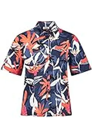 Gerry Weber Dames 160054-31290 blouse, blauw/rood/oranje print, 38, , 38
