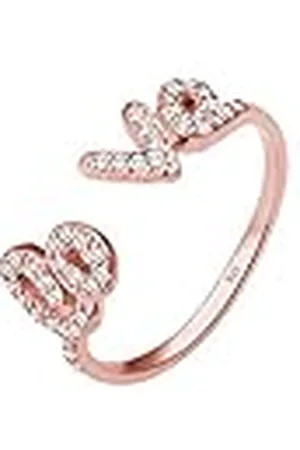 Elli Damesring Love belettering zirkonia verguld zilver 925, Facetgeslepen, Zirkonia