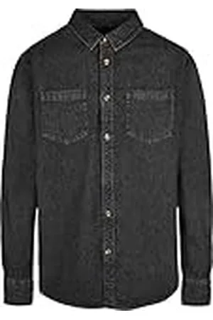 Build Your Brand Heren Denim Jeans Shirt Shirt, , XL