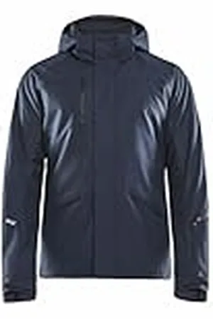 Craft Mountain Padded Herenjas, S, Dark Navy Melange, gewatteerde winterjas met hoge kraag, afneembare capuchon, sneeuwvanger in de tailleband, waterafstotend, winddicht, wandeljas voor heren