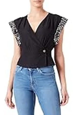 Scotch&Soda Dames wrap top met pailletten mouw detail blouse, , 36