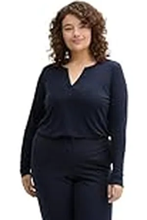 TOM TAILOR Dames Plussize Longsleeve T-shirt, , 52 Grote maten