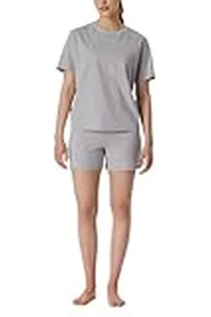 Schiesser Dames pyjama set kort katoen Nightwear pyjama set, donkergrijs Mel_181238, 42, , 42