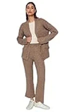 Trendyol Dames effen midden gebreide vest-broek tweedelige set shirt, , M