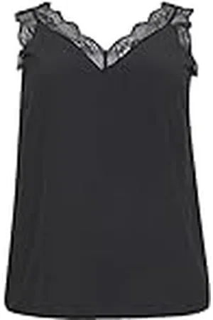 Kaffe Dames Plus Size TopSleeveless Lace Vest Tank Top Shirt, Black Dieep, 50